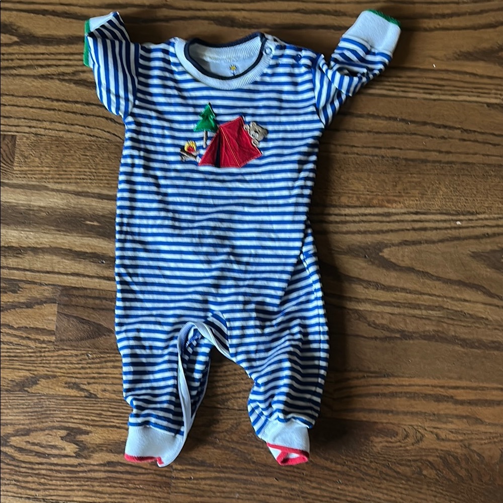Florence Eiseman Blue and White Striped Footies